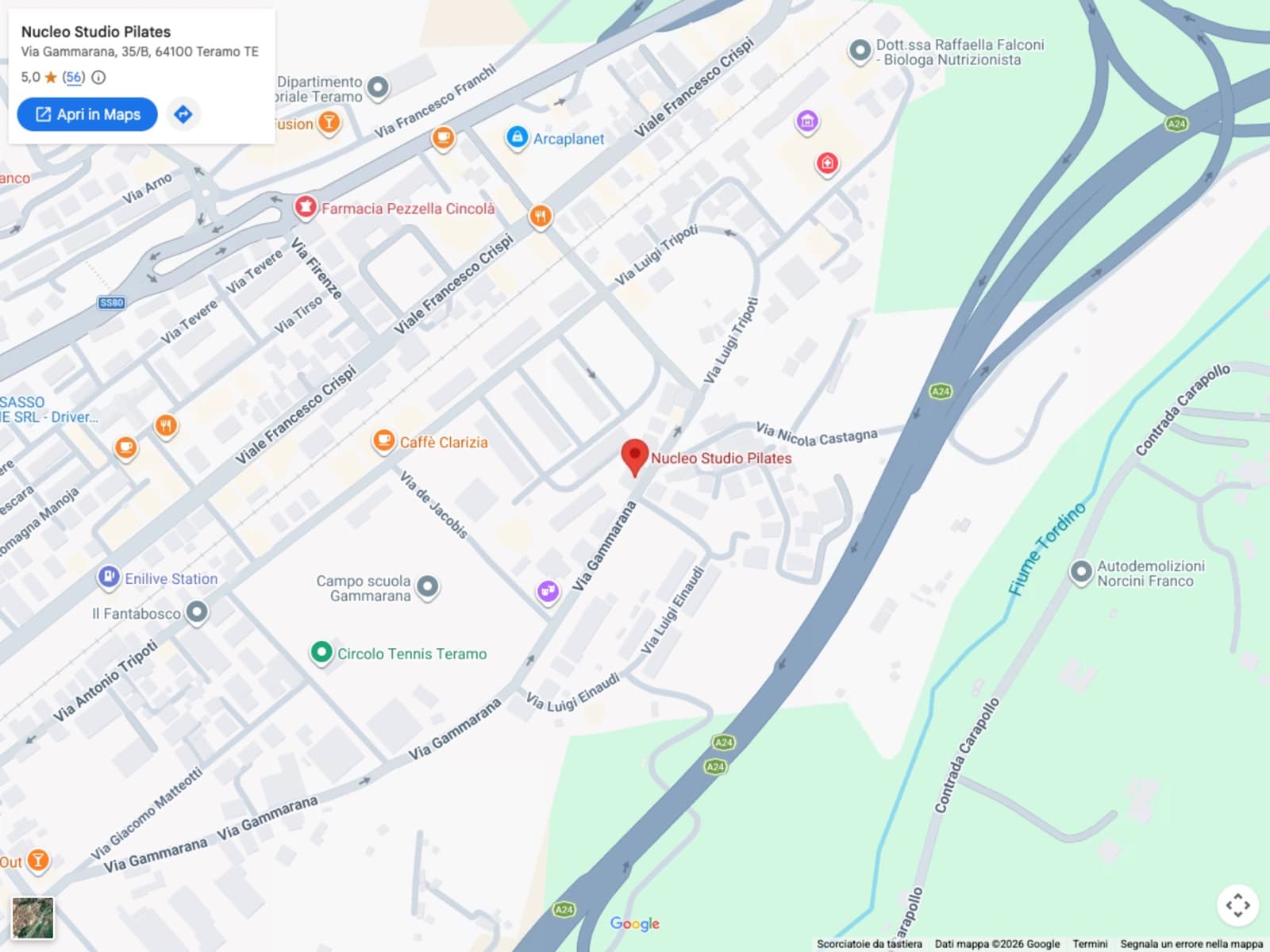 Mappa: Nucleo Studio Pilates, Via Gammarana 35/B, Teramo